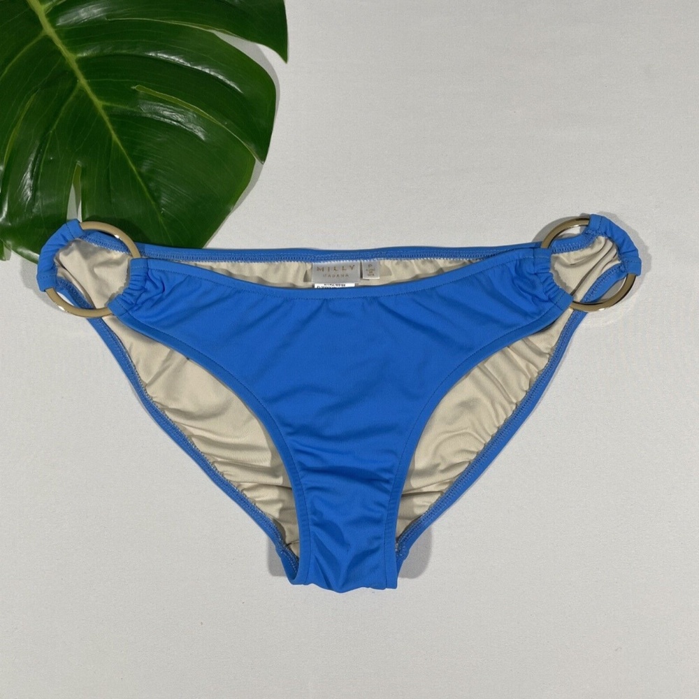 NEW Milly Cabana [sz P ]‎ Santorini Ring Detail Side Bikini Bottom in Blue